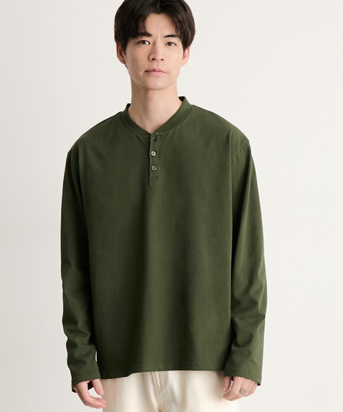 MONO-MART(モノマート)の「【EASY COMFORTシリーズ】USAコットン ベーシック コンパクトフィット ヘンリーネック長袖Tシャツ<UVカット>(Tシャツ/カットソー・メンズ・ブラック/ワイン系/ダークグレー/ブラウン系/グレイッシュブルー/オリーブ/ライトグレー/ホワイト・XL/L/M/S)」の19枚目の写真
