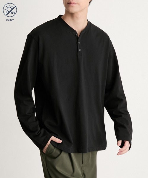 MONO-MART(モノマート)の「【EASY COMFORTシリーズ】USAコットン ベーシック コンパクトフィット ヘンリーネック長袖Tシャツ<UVカット>(Tシャツ/カットソー・メンズ・ブラック/ワイン系/ダークグレー/ブラウン系/グレイッシュブルー/オリーブ/ライトグレー/ホワイト・XL/L/M/S)」の10枚目の写真
