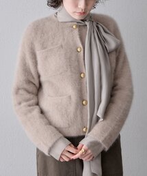 〈WEB限定カラーあり〉カシミヤ混ファークルーネックニットジャケット
