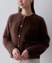 〈WEB限定カラーあり〉カシミヤ混ファークルーネックニットジャケット