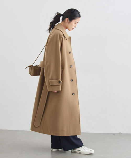 journal standard L'essage(ジャーナルスタンダードレサージュ)の「SUPER100モッサバルカラーコート(ステンカラーコート・レディース・ネイビー/キャメル・36/38)」の4枚目の写真