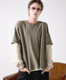 ボックスシルエットフェイクレイヤードロングTシャツ
