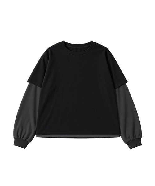 MSG(エムエスジー)の「ボックスシルエットフェイクレイヤードロングTシャツ(Tシャツ/カットソー・メンズ・グリーン/グレイッシュベージュ/ブルーグレー/ブラック・S/M/L/XL)」の22枚目の写真