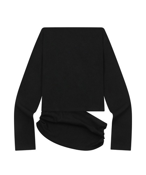 MUCENT(ムセント)の「A'GEM/9 × .kom 『MUCENT/ムセント』 RIVA SHIRRING SLIT OFF SHOULDER LONG SLEEVE TEE/RIVA シャーリングスリットオフショルダー(その他トップス・レディース・ブラック/チャコールグレー/ホワイト・FREE)」の4枚目の写真