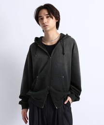 GRADATION DOUBLE ZIP HOODIE/グラデーション加工ダブルジップパーカー