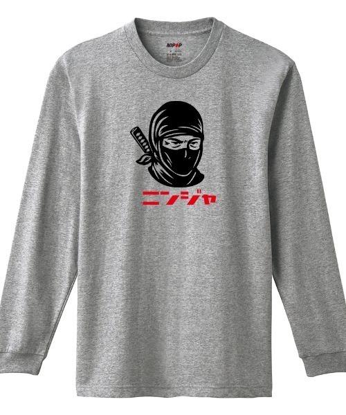 NIPOP（ニポップ）の「NIPOP（ニポップ） 長袖Tシャツ 忍者 イラスト 和 プリント インバウンド お土産 ロンT トップス レディース（Tシャツ/カットソー・レディース・ホワイト/ブラック/ヘザーグレー・XS/S）」の3枚目の写真