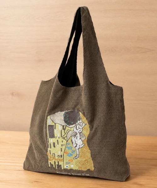 アニマル刺繍 コーデュロイ トートバッグ 犬 ネコ（トートバッグ