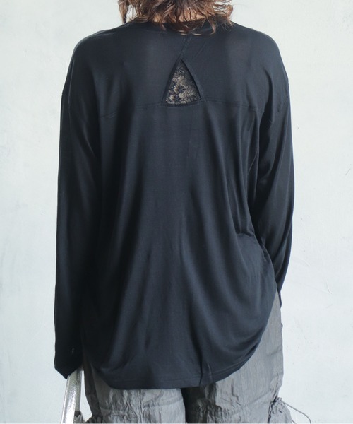 BITTOKO(ビットコ)の「B.I.ZバックレースロンT(Tシャツ/カットソー・レディース・サックスブルー/グレー/ブラック/ピンク・FREE)」の9枚目の写真