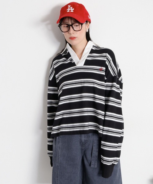 BEVERLY HILLS POLO CLUB（ビバリーヒルズポロクラブ）の「【BEVERLY HILLS POLO CLUB】ボーダーラガーポロシャツ（ポロシャツ・レディース・ブラウン/ネイビー/ブラック・M）」の10枚目の写真
