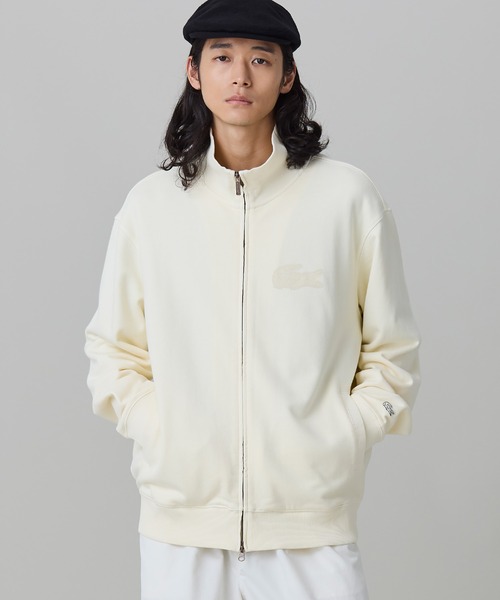 LACOSTE(ラコステ)の「エンザイムウォッシュ テクスチャーロゴ ヴィンテージジップスウェット(カーディガン/ボレロ・メンズ・イエロー/アイボリー/ダークグレー・5/4/3/2)」の1枚目の写真