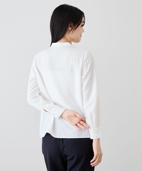 Jayro(ジャイロ)の「2WAYタイ付きラッフルフリルブラウス(シャツ/ブラウス・レディース・ネイビー/ホワイト系その他6/ホワイト系その他・M)」の6枚目の写真
