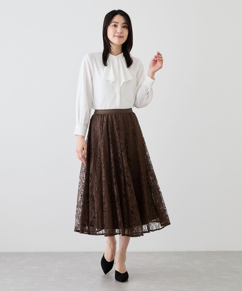 Jayro(ジャイロ)の「2WAYタイ付きラッフルフリルブラウス(シャツ/ブラウス・レディース・ネイビー/ホワイト系その他6/ホワイト系その他・M)」の10枚目の写真