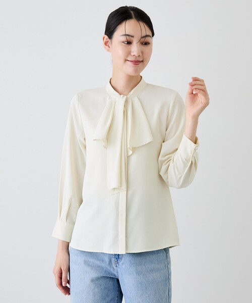Jayro(ジャイロ)の「2WAYタイ付きラッフルフリルブラウス(シャツ/ブラウス・レディース・ネイビー/ホワイト系その他6/ホワイト系その他・M)」の13枚目の写真