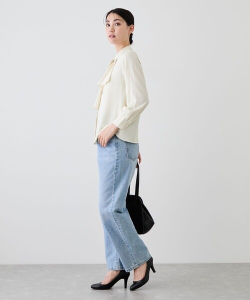 Jayro(ジャイロ)の「2WAYタイ付きラッフルフリルブラウス(シャツ/ブラウス・レディース・ネイビー/ホワイト系その他6/ホワイト系その他・M)」の17枚目の写真