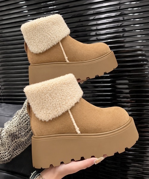 Miniministore（ミニミニストア）の「厚底ボアムートンショートブーツ秋冬防寒靴（ブーツ・レディース・ブラウン/キャメル・22.5cm/24.5cm/24.0cm/23.0cm/23.5cm）」の15枚目の写真