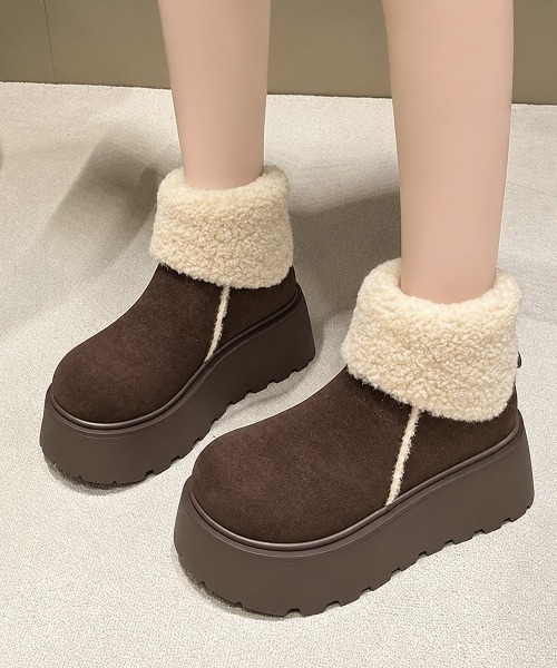 Miniministore（ミニミニストア）の「厚底ボアムートンショートブーツ秋冬防寒靴（ブーツ・レディース・ブラウン/キャメル・22.5cm/24.5cm/24.0cm/23.0cm/23.5cm）」の17枚目の写真