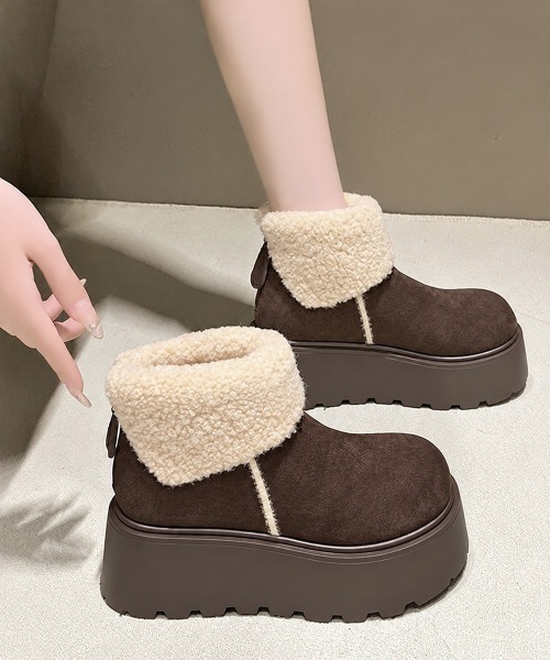 Miniministore（ミニミニストア）の「厚底ボアムートンショートブーツ秋冬防寒靴（ブーツ・レディース・ブラウン/キャメル・22.5cm/24.5cm/24.0cm/23.0cm/23.5cm）」の18枚目の写真