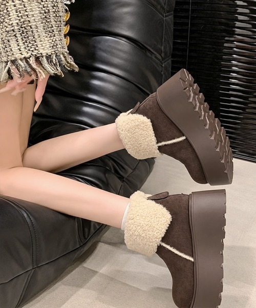 Miniministore（ミニミニストア）の「厚底ボアムートンショートブーツ秋冬防寒靴（ブーツ・レディース・ブラウン/キャメル・22.5cm/24.5cm/24.0cm/23.0cm/23.5cm）」の20枚目の写真