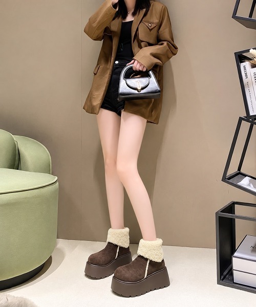 Miniministore（ミニミニストア）の「厚底ボアムートンショートブーツ秋冬防寒靴（ブーツ・レディース・ブラウン/キャメル・22.5cm/24.5cm/24.0cm/23.0cm/23.5cm）」の9枚目の写真