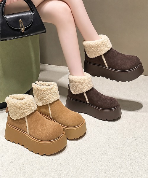 Miniministore（ミニミニストア）の「厚底ボアムートンショートブーツ秋冬防寒靴（ブーツ・レディース・ブラウン/キャメル・22.5cm/24.5cm/24.0cm/23.0cm/23.5cm）」の10枚目の写真