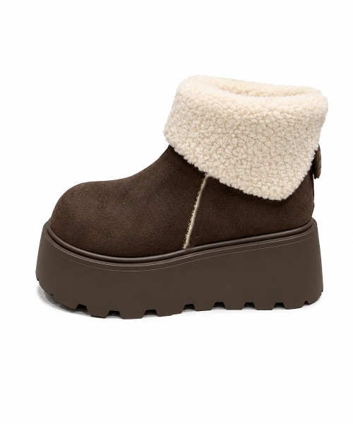 Miniministore（ミニミニストア）の「厚底ボアムートンショートブーツ秋冬防寒靴（ブーツ・レディース・ブラウン/キャメル・22.5cm/24.5cm/24.0cm/23.0cm/23.5cm）」の8枚目の写真