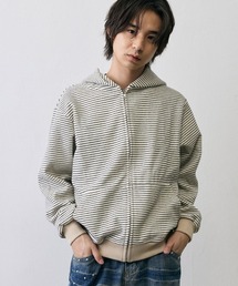 Vintage Grunge Border Zip Hoodie / ヴィンテージ グランジ ボーダー ジップパーカー