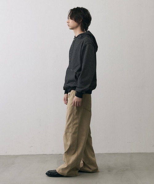 Shoowtime（ショウタイム）の「Vintage Grunge Border Zip Hoodie / ヴィンテージ グランジ ボーダー ジップパーカー（パーカー・メンズ・ブラック/アイボリー・X-LARGE/LARGE/MEDIUM）」の15枚目の写真