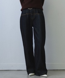 curved seam wide denim / ウエスト切り替えカーブワイドデニムパンツ