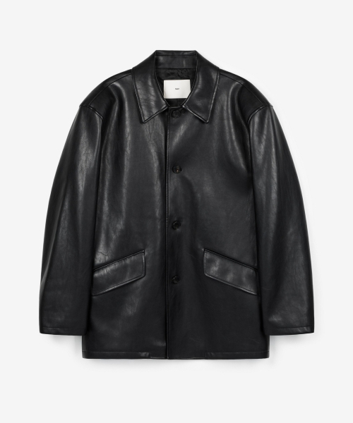 TNGT(ティーエヌジーティー)の「Oversized Faux Leather Car Coat (Black) TNJU6F109BK(ライダースジャケット・レディース・その他・100/110/85/95/105)」の2枚目の写真