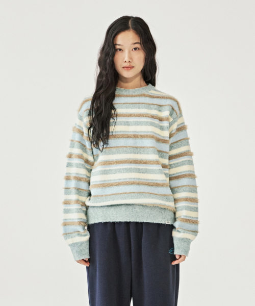 MMLG(エムエムエルジー)の「PALETTE STRIPE KNIT (GREEN)(ニット/セーター・レディース・その他・SMALL/MEDIUM/LARGE/X-LARGE)」の2枚目の写真