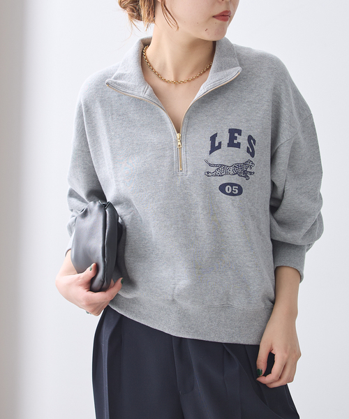 journal standard L'essage(ジャーナルスタンダードレサージュ)の「HALFZIPプルオーバー(Tシャツ/カットソー・レディース・ブラック/チャコールグレー・FREE)」の2枚目の写真