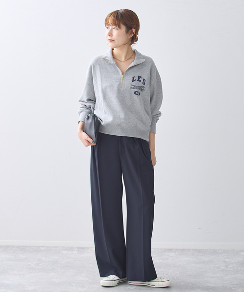 journal standard L'essage(ジャーナルスタンダードレサージュ)の「HALFZIPプルオーバー(Tシャツ/カットソー・レディース・ブラック/チャコールグレー・FREE)」の4枚目の写真