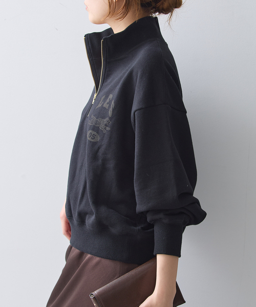 journal standard L'essage(ジャーナルスタンダードレサージュ)の「HALFZIPプルオーバー(Tシャツ/カットソー・レディース・ブラック/チャコールグレー・FREE)」の6枚目の写真