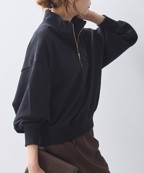 journal standard L'essage(ジャーナルスタンダードレサージュ)の「HALFZIPプルオーバー(Tシャツ/カットソー・レディース・ブラック/チャコールグレー・FREE)」の7枚目の写真