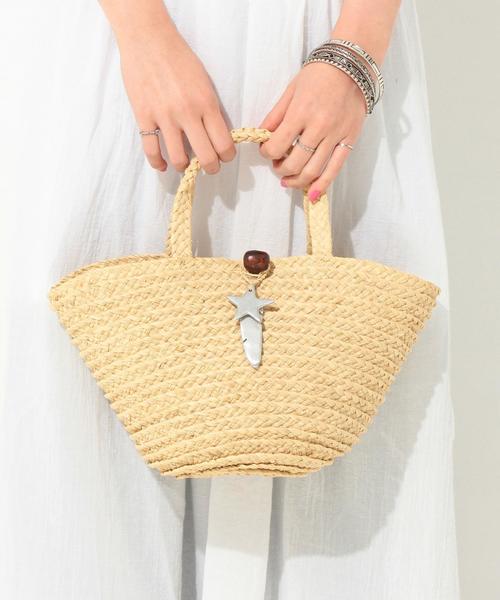 Another Edition（アナザーエディション）の「スターブレードトート/ AEBFC STAR BRAID TOTE◆（かごバッグ・レディース・ナチュラル/ネイビー/オレンジ・フリー）」の2枚目の写真