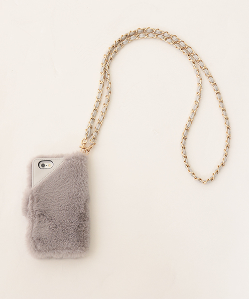 one after another NICE CLAUP(ワンアフターアナザーナイスクラップ)の「ファーi Phoneケース(スマホケース/カバー・レディース・オフホワイト/グレー/ピンク/ブラック・FREE)」の3枚目の写真