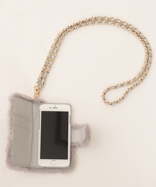 one after another NICE CLAUP(ワンアフターアナザーナイスクラップ)の「ファーi Phoneケース(スマホケース/カバー・レディース・オフホワイト/グレー/ピンク/ブラック・FREE)」の5枚目の写真