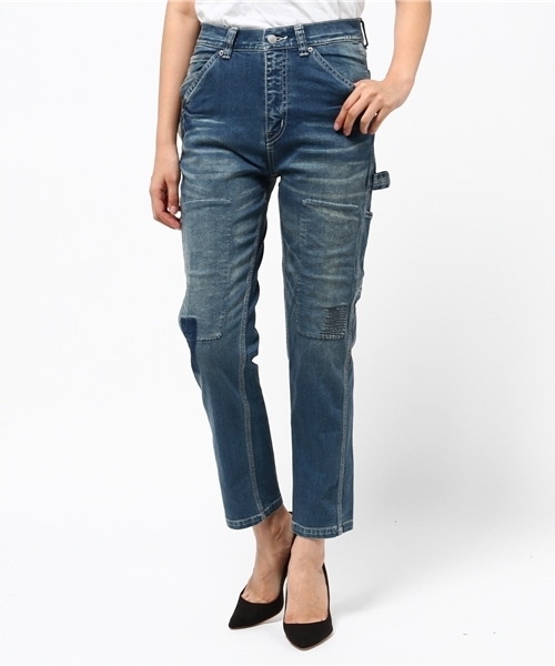 CUBE SUGAR（キューブシュガー）の「10ozストレッチデニム テーパードペインターパンツ（デニムパンツ・レディース・ブルー系その他/ブルー系その他2・M/S/L）」の2枚目の写真