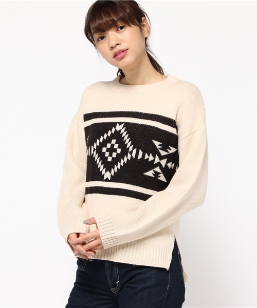 VENCEEXCHANGE（ヴァンスエクスチェンジ）の「オルテガ柄プルオーバー        （ニット/セーター・レディース・レンガ/オフホワイト/ブラック・MEDIUM）」の11枚目の写真