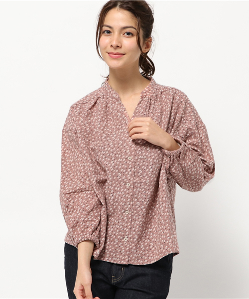 POU DOU DOU（プードゥドゥ）の「スキッパー前開きスモック（シャツ/ブラウス・レディース・オフホワイト/ピンク/グリーン/イエロー・3）」の4枚目の写真