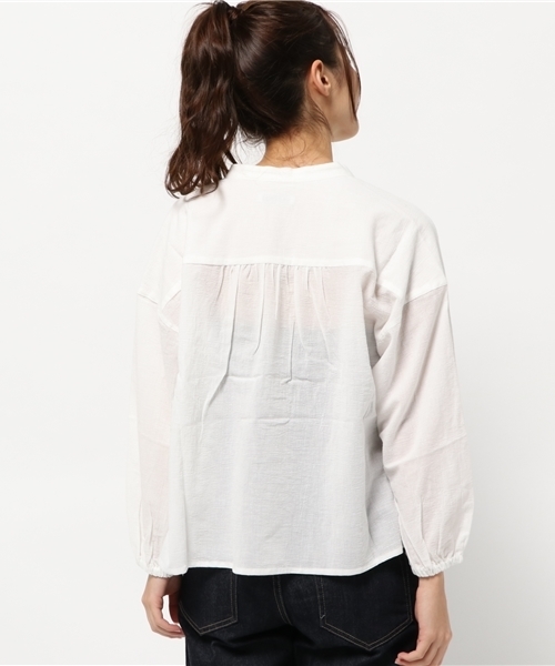 POU DOU DOU（プードゥドゥ）の「スキッパー前開きスモック（シャツ/ブラウス・レディース・オフホワイト/ピンク/グリーン/イエロー・3）」の7枚目の写真