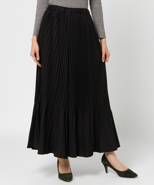 mysty woman（ミスティウーマン）の「厚手ジョーゼット消しプリーツパラッツォパンツ（その他パンツ・レディース・ライトグレー/ブラック/ライトベージュ・FREE）」の2枚目の写真