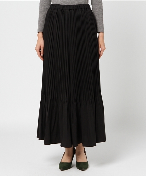 mysty woman（ミスティウーマン）の「厚手ジョーゼット消しプリーツパラッツォパンツ（その他パンツ・レディース・ライトグレー/ブラック/ライトベージュ・FREE）」の4枚目の写真