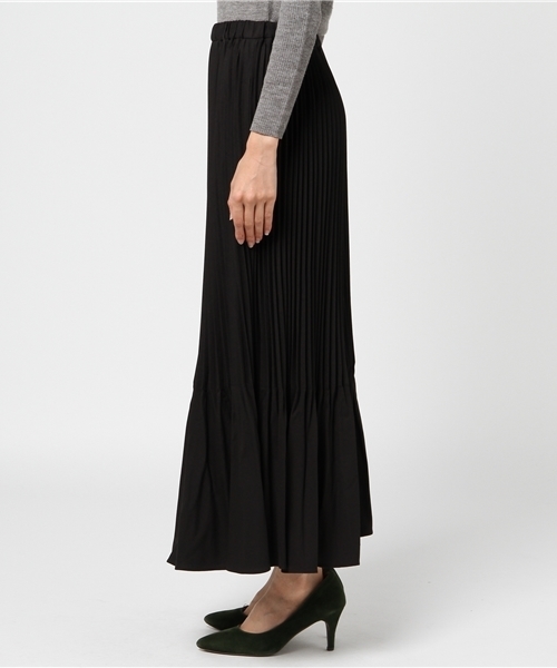 mysty woman（ミスティウーマン）の「厚手ジョーゼット消しプリーツパラッツォパンツ（その他パンツ・レディース・ライトグレー/ブラック/ライトベージュ・FREE）」の5枚目の写真