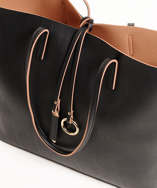 sankyo shokai（サンキョウショウカイ）の「フェイクレザー トートバッグ（トートバッグ・レディース・キャメル/ピンク/ブラック/ピンクベージュ・FREE）」の12枚目の写真