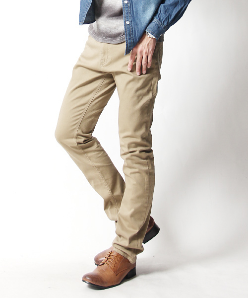 Rocky Monroe（ロッキーモンロー）の「カラーストレッチ無地スキニーパンツ（チノパンツ・メンズ・ホワイト/ピンク/チャコール/ミント/ネイビー/グレー/カーキ/ワイン/ブラック/ブルー/レッド/ベージュ・L/M/LL）」の5枚目の写真