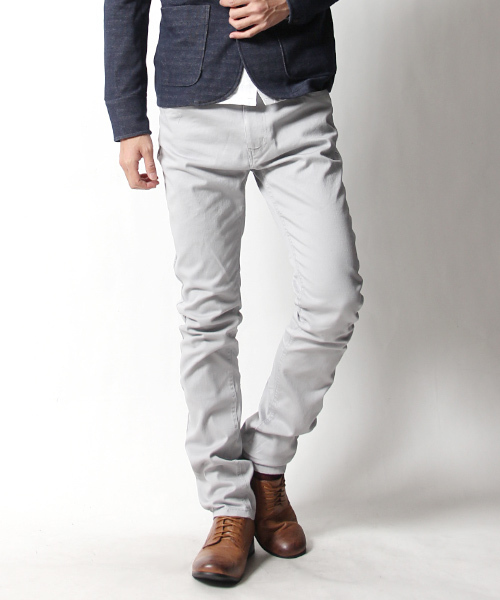 Rocky Monroe（ロッキーモンロー）の「カラーストレッチ無地スキニーパンツ（チノパンツ・メンズ・ホワイト/ピンク/チャコール/ミント/ネイビー/グレー/カーキ/ワイン/ブラック/ブルー/レッド/ベージュ・L/M/LL）」の3枚目の写真