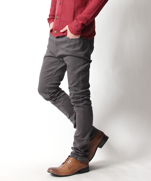 Rocky Monroe（ロッキーモンロー）の「カラーストレッチ無地スキニーパンツ（チノパンツ・メンズ・ホワイト/ピンク/チャコール/ミント/ネイビー/グレー/カーキ/ワイン/ブラック/ブルー/レッド/ベージュ・L/M/LL）」の4枚目の写真