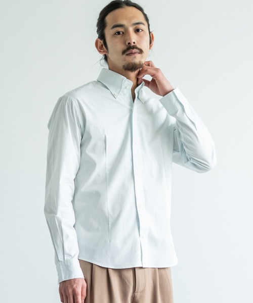 Rocky Monroe(ロッキーモンロー)の「日本製 デュエボタンダウン ポプリンシャツ(シャツ/ブラウス・メンズ・ライトピンク/ライトブルー/ブルー系その他/グリーン系その他/ホワイト/レッド/ネイビー/ブルー/ブラック系その他/ブラック/レッド系その他/アクア/ライトグレー/ワイン/マスタード/ベージュ/カーキ/ブラウン/オレンジ/スモークピンク・L/LL/M/3L)」の8枚目の写真