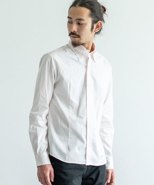 Rocky Monroe(ロッキーモンロー)の「日本製 デュエボタンダウン ポプリンシャツ(シャツ/ブラウス・メンズ・ライトピンク/ライトブルー/ブルー系その他/グリーン系その他/ホワイト/レッド/ネイビー/ブルー/ブラック系その他/ブラック/レッド系その他/アクア/ライトグレー/ワイン/マスタード/ベージュ/カーキ/ブラウン/オレンジ/スモークピンク・L/LL/M/3L)」の15枚目の写真